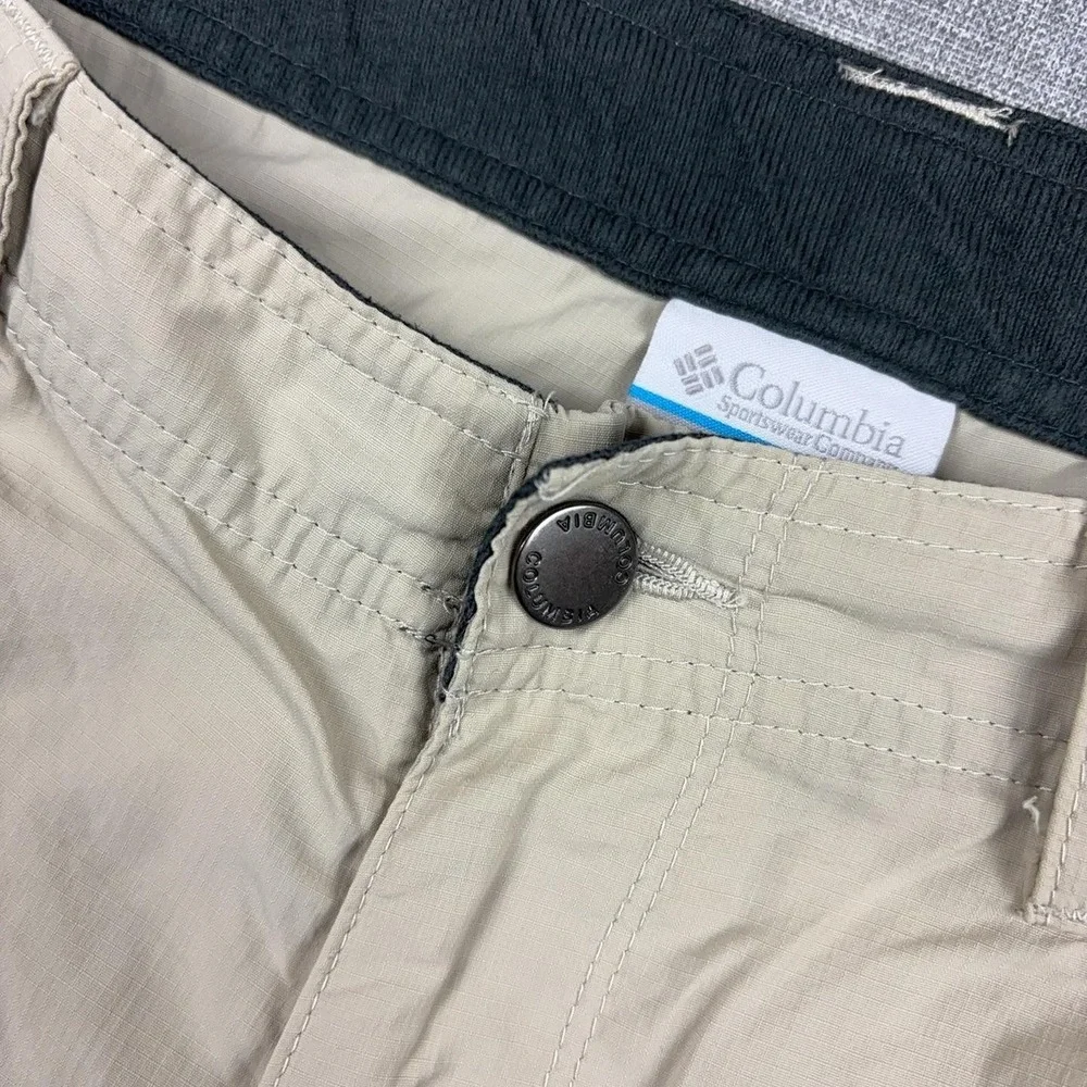 Columbia Omni-Shade Pants Mens 36x32 Beige Convertible Zip Off Hiking Nylon